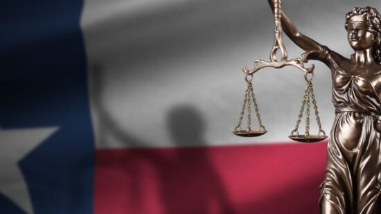 justice texas flag business court scales shutterstock 2242552117